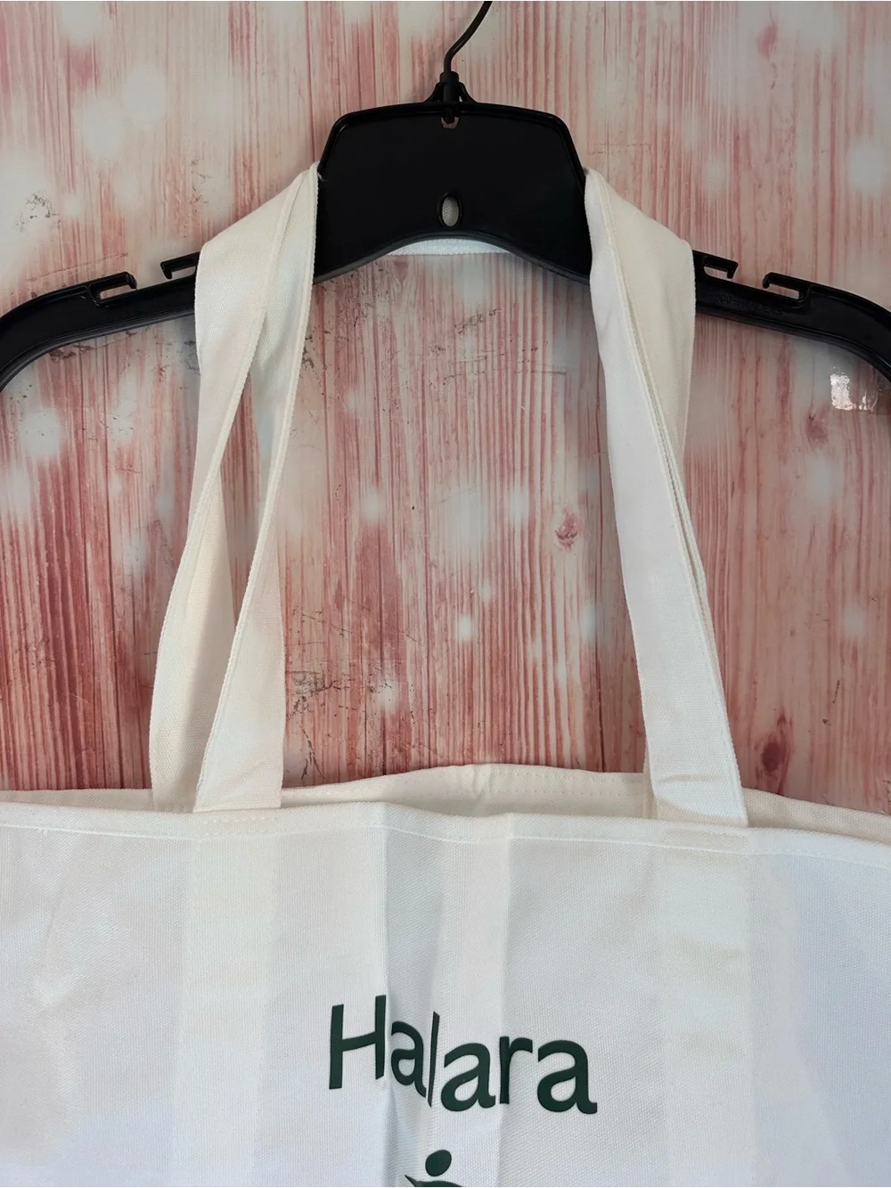 Halara White Logo Green Letter Print Casual Canvas Tote Bag NWT
